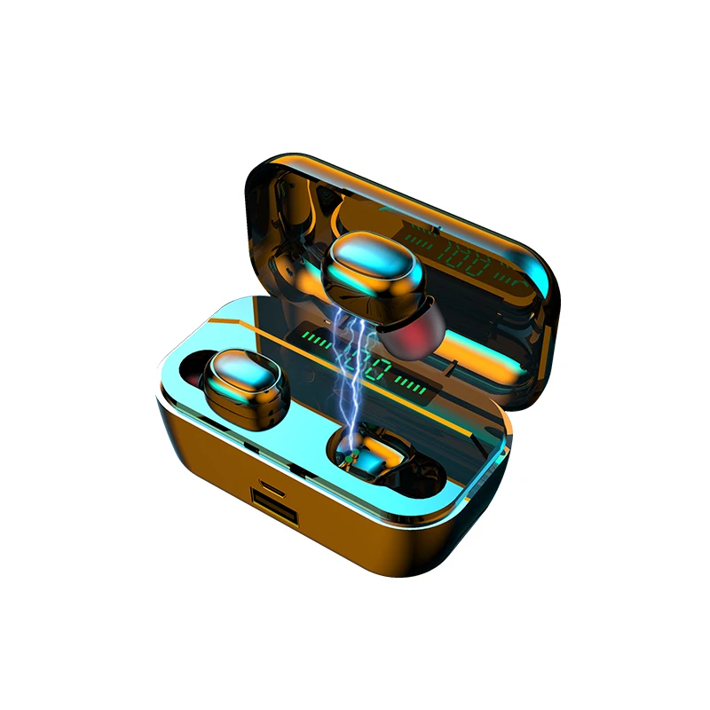 

TWS G6S True Wireless 5.0 Earphone Noise Reduction High Quality Led display Stereo BT Headphone with Wireless charging 35, Black white