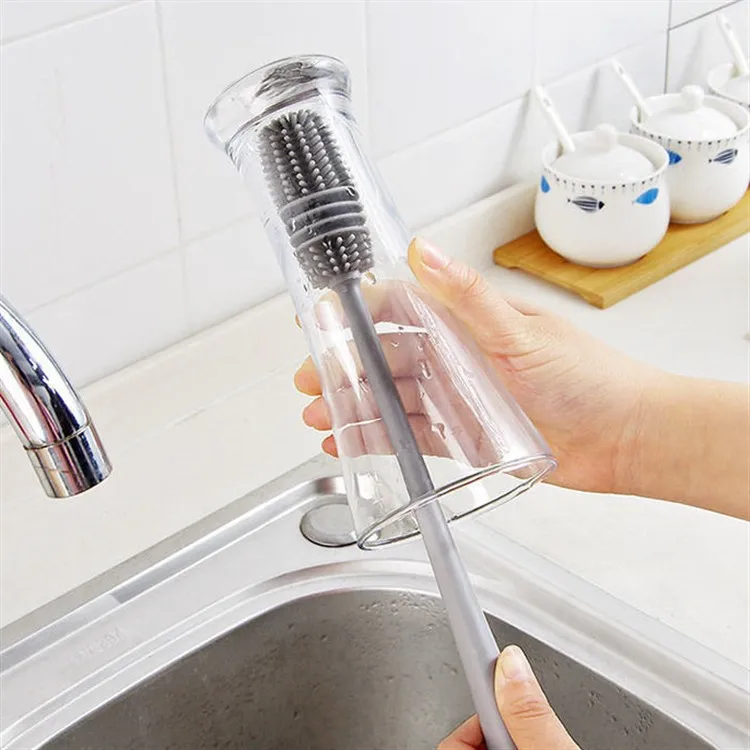 

Logo Baby Bottle Brushes Cleaning Cup Brush for Nipple Spout Wash Scrubber Long Handled For Glass Cup Bottle Cleaning Brush, 3 colors