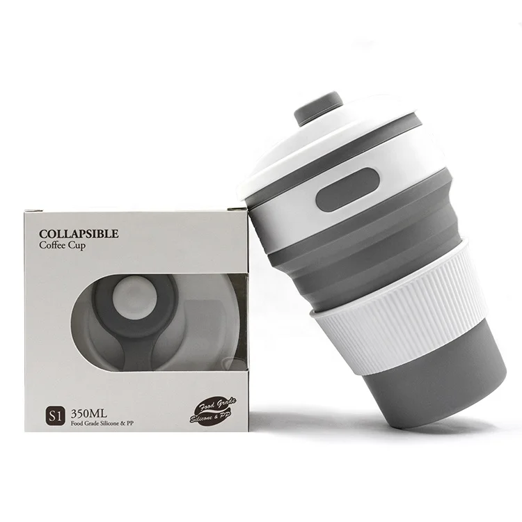 

BPA free Reusable Portable OEM Eco Friendly Collapsible Travel Hiking Coffee Mug Silicone Foldable Coffee Cup With Lid, Dark blue, light blue, pink, purple, gray, green