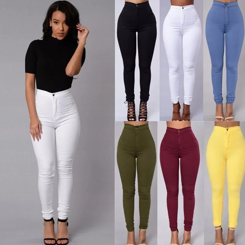 

Wholesale Custom Women Stretch High Waist Candy Color Skinny Solid Color Pants Trousers Women Pencil Casual Pants