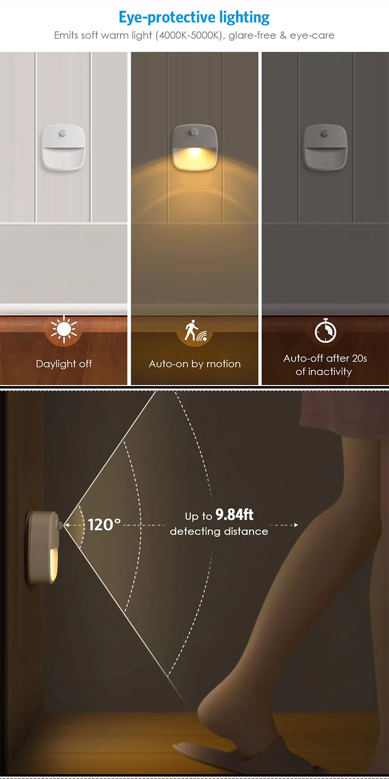 Stick Anywhere Cordless Battery-Powered LED Motion Sensor Night Light