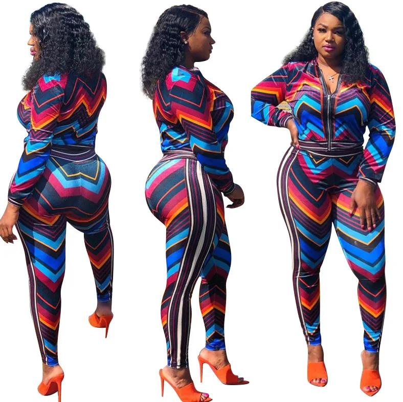 

2021 women New bluey clothes sexy sport stripe collision color two sets fall witer 2 piece sets