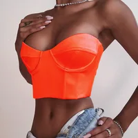 

R20271S Women's 2019 sexy new word collar sexy backless chest bright color top