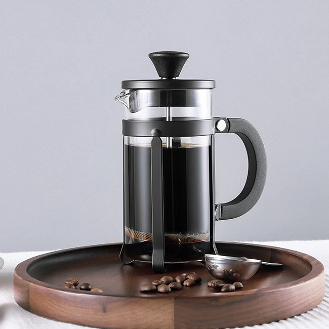 

French Press Hot Sale Quality High Borosilicate Glass French Press tea Coffee Maker with Custom Logo, Black