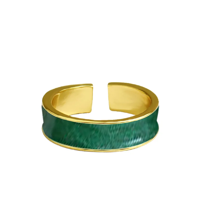 

Amazon Custom Copper Ring Minimalist Jewelry White Green Epoxy Enamel Open Finger Rings For Female, Gold