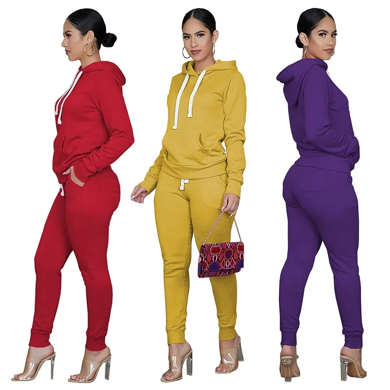 

Newest female sweatpants and hoodies sweatshirts two piece jogging jogging set for women