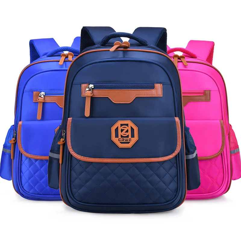 

British Style Primary School Bag Light Breathable Ridged Children's Backpack, Sapphire rose red sky blue