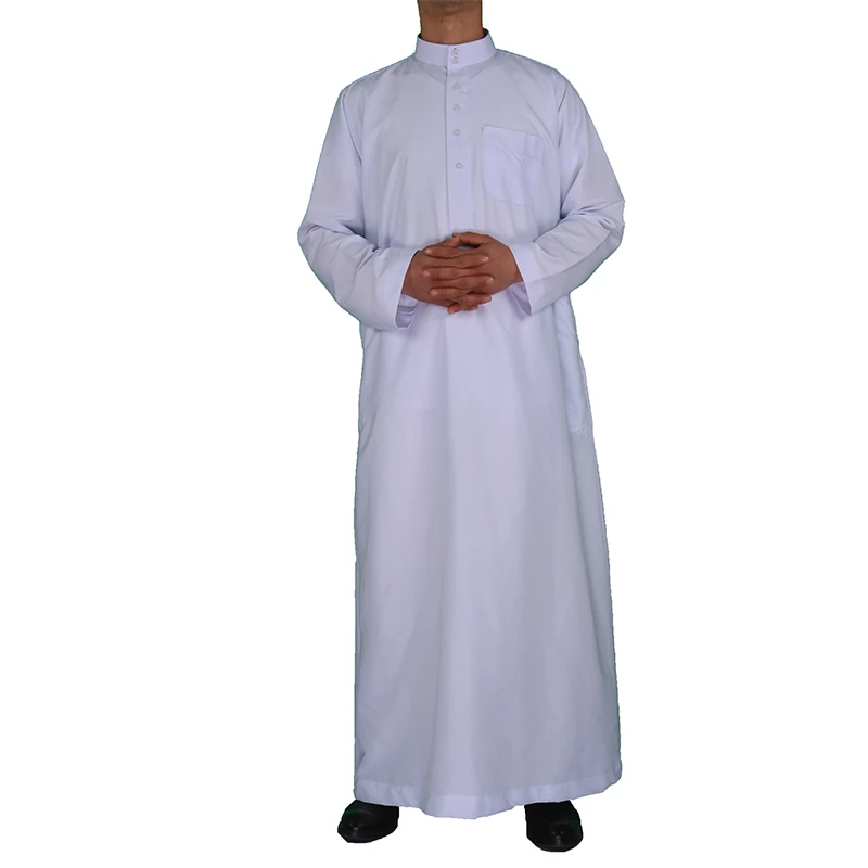 

Wholesale Hot Sale Islamic Men White Clothing Thobe Arab Design Thobe Muslims Abaya