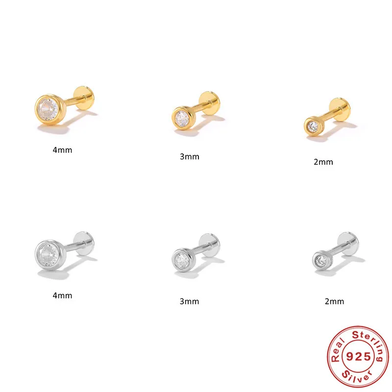 

Dainty Mini Tiny Bezle CZ Crystal Stud Earrings 925 Sterling Silver Jewelry Fashion