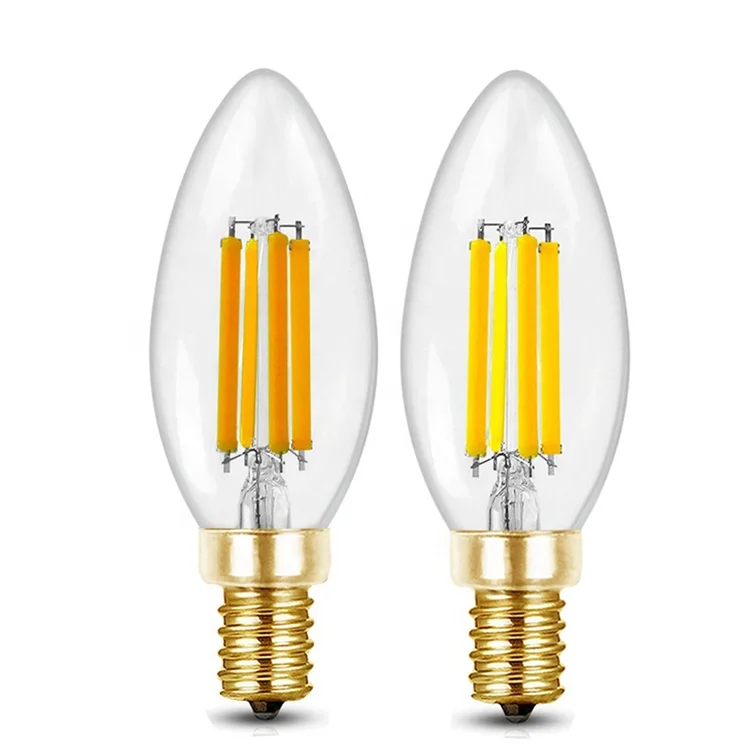 6W E12 Base LED Filament Candelabra Bulb Dimmable LED Filament Bulb Glass LED Light Bulbs 806LM