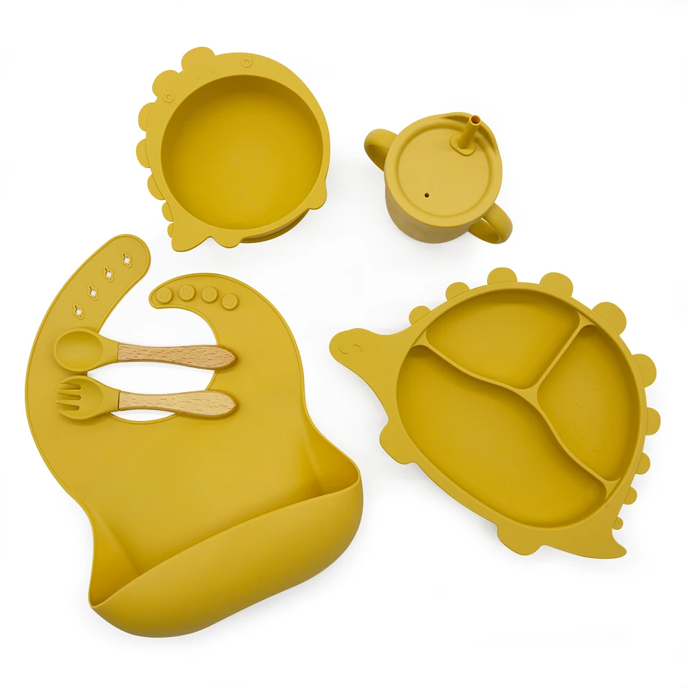 

Factory New BPA Free Babi Dinner Feeding Set Silicone Baby Suction Plate