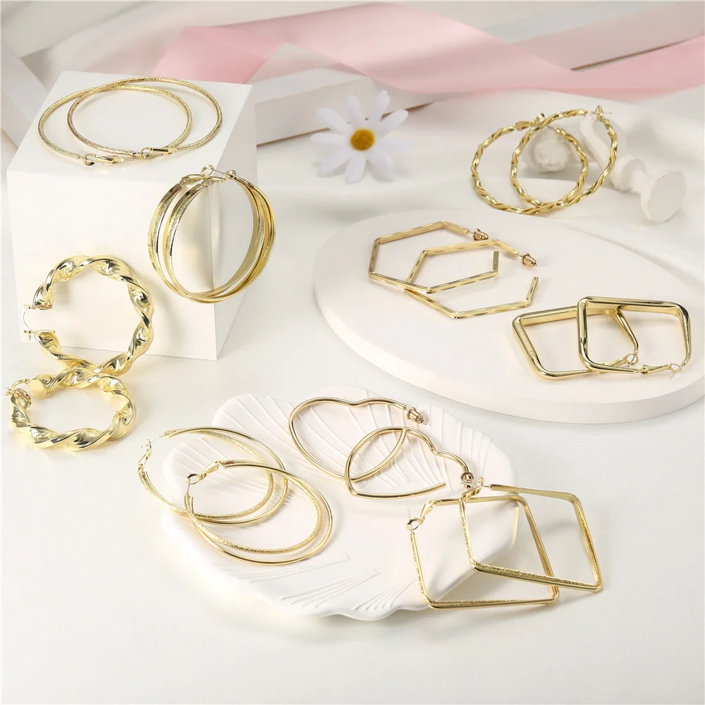 

New Fashionable Women's earrings Retro metal-plated Simple Copper Geometric Hoop earrings