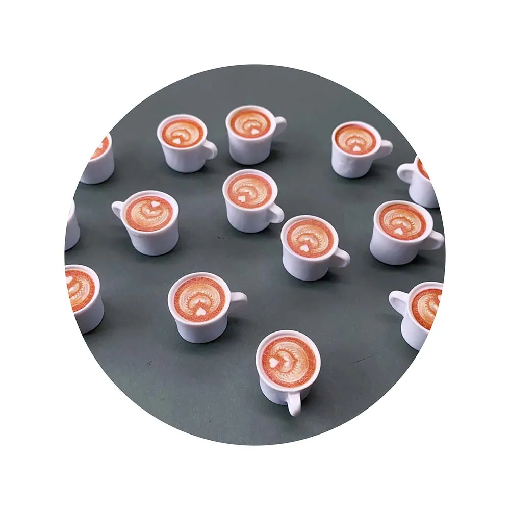 Resin Coffee Latte Art Charms Set - Tulip Love Heart Layered Coffee Design DIY Pendant Earrings Necklace Jewelry Accessories
