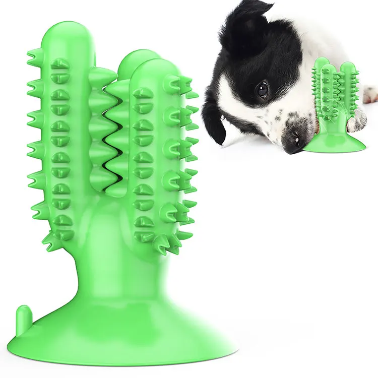 

Amazon Pet Cactus Toothbrush with Suction Cup Dog Tooth Cleaning Tool Training Chew Toy, Green . yellow , blue / custom