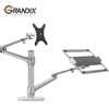 Ergonomic Aluminum Desk Height Adjustable Flexible Dual LCD Monitor Stand and 12-17inch Notebook Computer Arm Laptop Holder