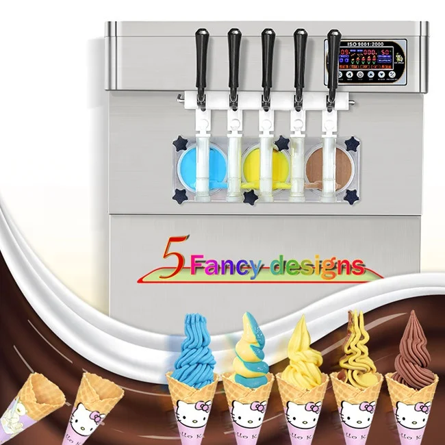 

JUYOU 5 Flavors Rainbow Floor Commercial Softy Serve Yogurt Ice Cream Making Machine