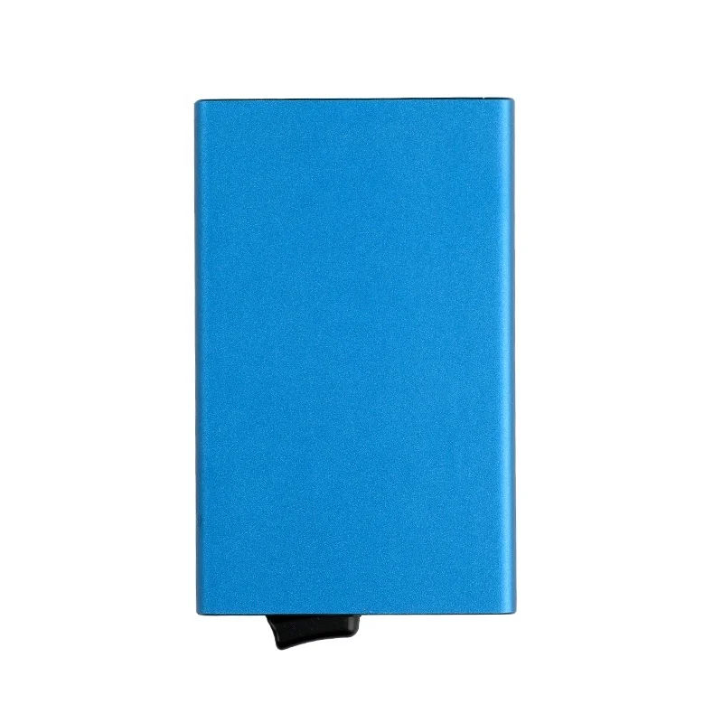 

Amazon Fashion Slim Aluminum Card Pop Up RFID Blocking Credit Card Holder Metal Card Cases, Blue