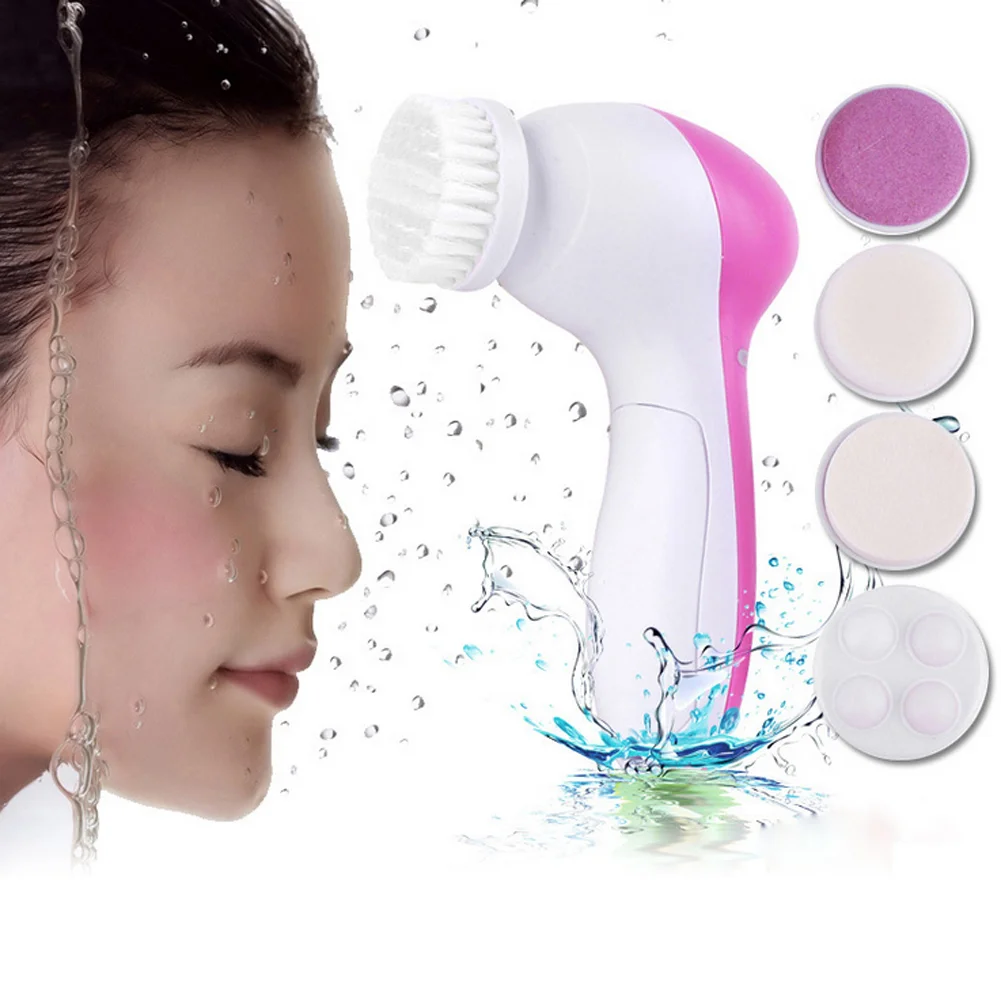 

Professional 5 in 1 Facial Cleansing Brush Face Pore Cleaner Washer 2 Speeds Massager Facial Skin Care Cleaning Brush Set