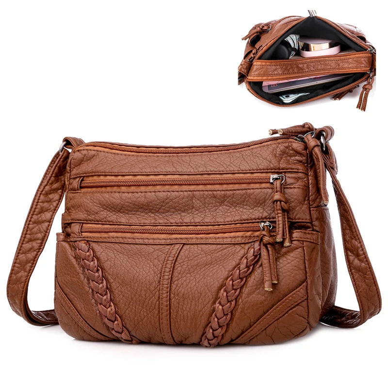 

New PU Leather ladies sling bag women shoulder bags 2021 fashion designer handbags famous brands messenger bags, Black brown