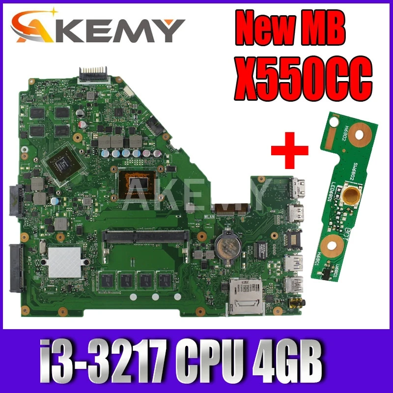 

Akemy X550CC Motherboard i3-3217 CPU 4GB GT720M 2GB For Asus X552C R510C R510C Y582C laptop Mainboard X550CC Mainboard