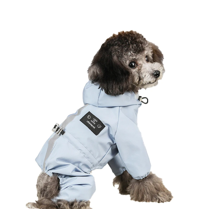 

Wholesale Dog Raincoat Reflective Adjustable Pet Jumpsuit Clothes Waterproof Fashion Dog Rainsuit, Customized color