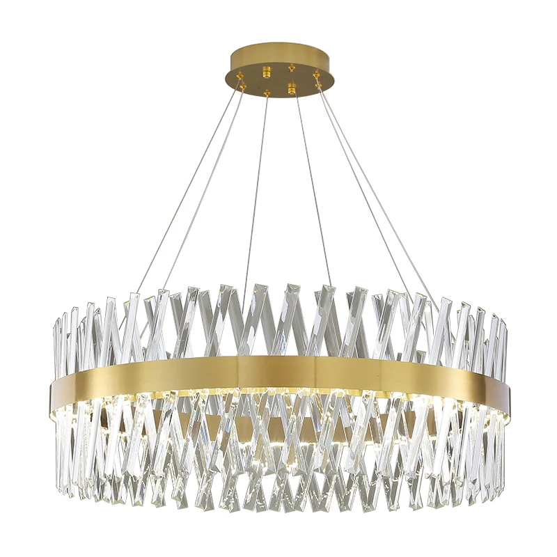 Luxury Modern Chandelier Lighting Decoration Hanging Stainless Steel Glass LED Ceiling Pendant Lamp