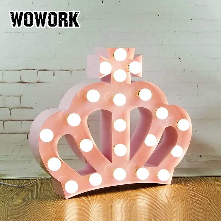 WOWORK hot sale queen sign decorative led light vintage industrial style lights
