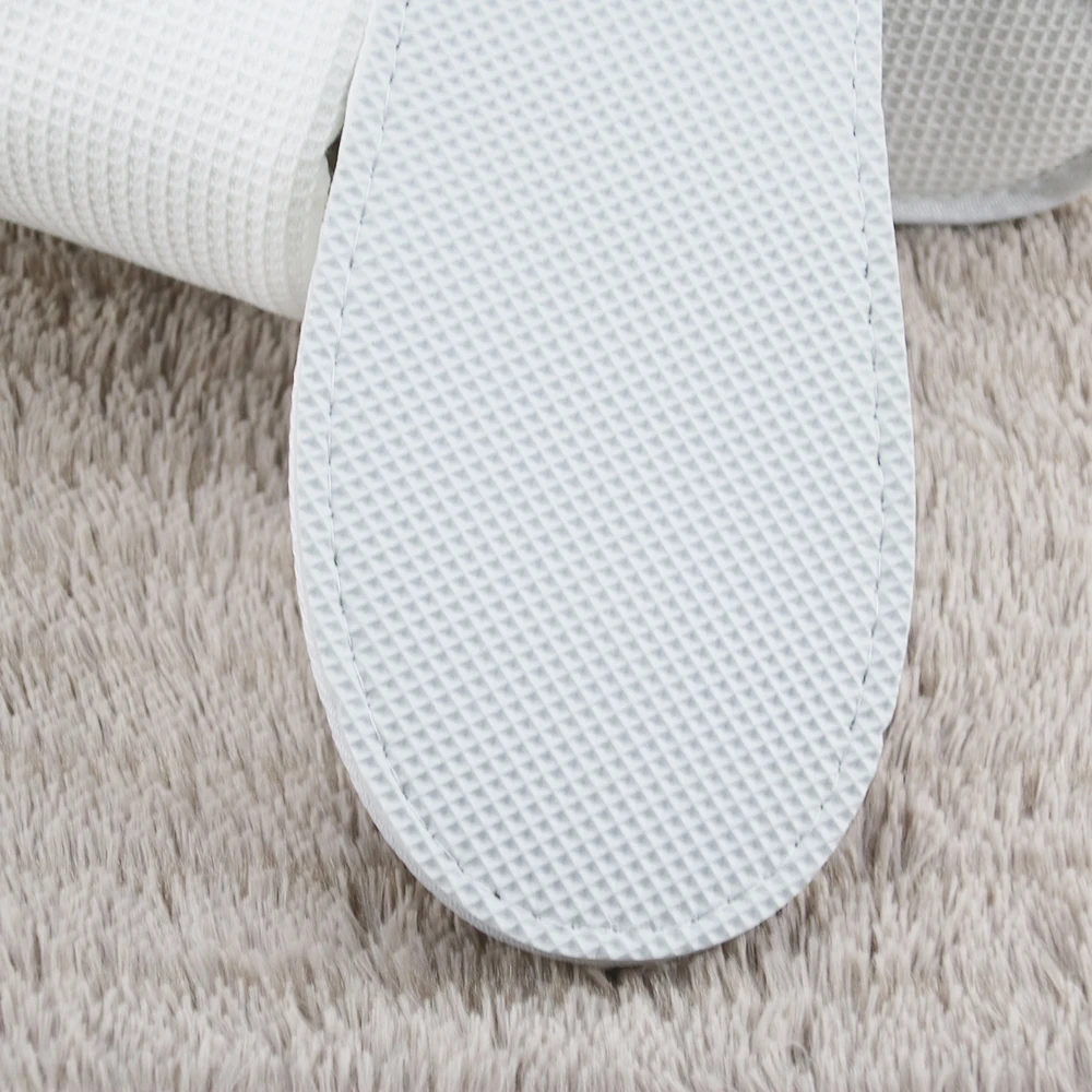 
disposable open toe waffle terry cotton hotel slippers with custom logo 