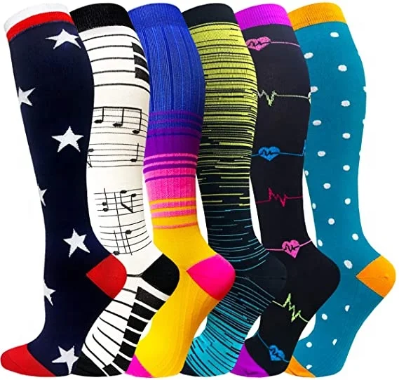 

Compression Socks for Women & Men 20-30mmHg Best Knee High Stockings for Running Nursing skateboarding Cycling Recovery, Black and skin color