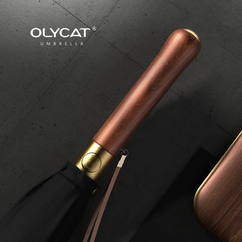 

OLYCAT New 16K Umbrella Rain Women Luxury Wooden Handle Long Umbrella Men Business Japanese Style Automatic Umbrella Windproof