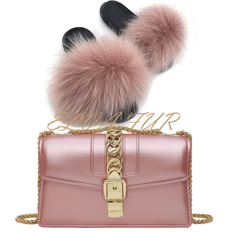

2020 ELVA FUR Wholesale fashion custom color fluffy lady real fur slippers flip flop for women fur slides, Colours
