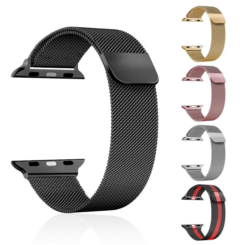 

Flexible Smartwatches Wristband Magnetic Buckle Stainless Steel Mesh Milanese Loop Replacement Straps For Apple Watch Series