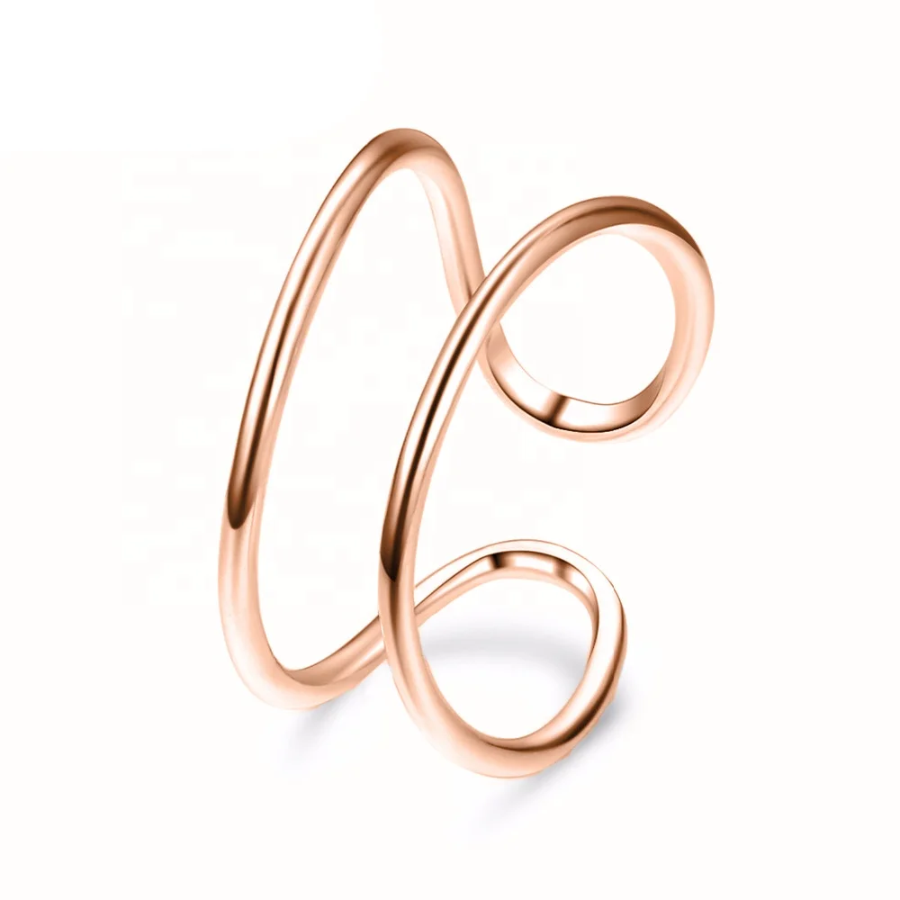 

Vintage Minimalist Double Bar Pole Shape 316l Stainless Steel Ring for Women 14k 18k Sliver Rose Gold Filled Finger Metal Ring