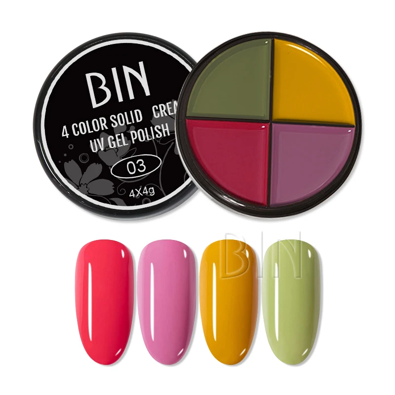 

BIN 2022 New Solid Nail Cream Gel Polish 15G Uv Gel 4 Colors In One Bottle