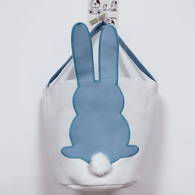 

Happy Easter 2 Styles Tote Bag Cute Gift Candy Storage Handbag Bunny Basket Easter Personalized Rabbit Ears Bag for Gift