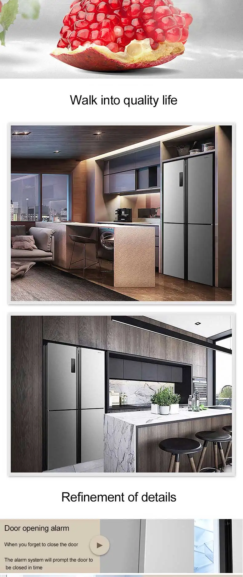 426-liter cross-door inverter refrigerator, air-cooled, frost-free, built-in refrigerator