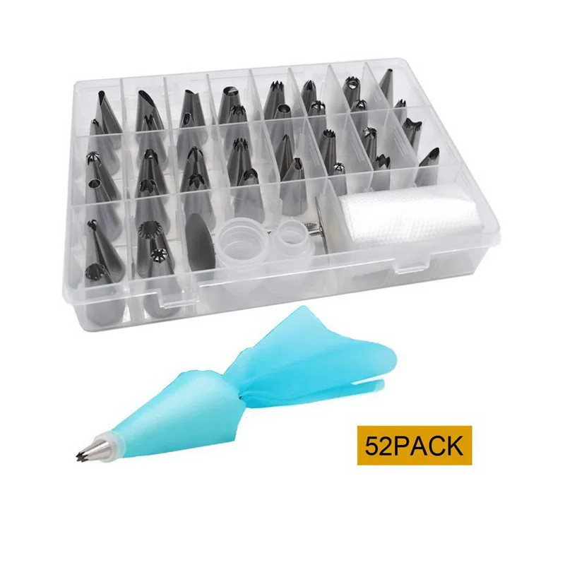 

52 pcs piping tip TPU pastry bag flower nail converter baking tools wholesale trending items cake decorating tools, As picture