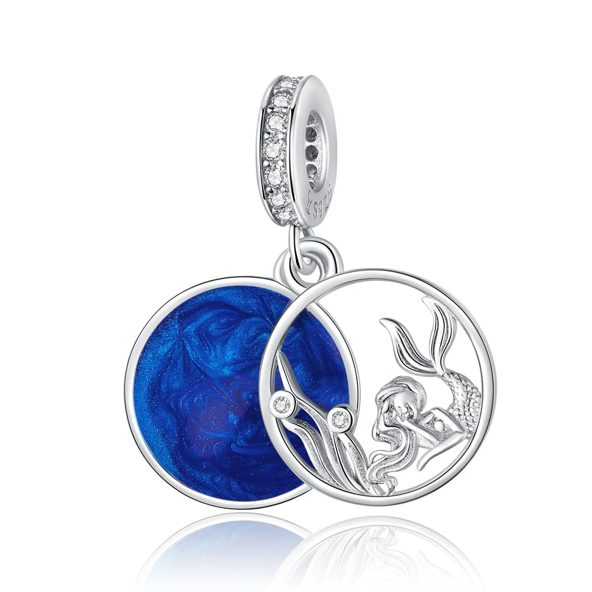 

Dreamy blue ocean with mermaid pendant 925 silver charm for jewelry making