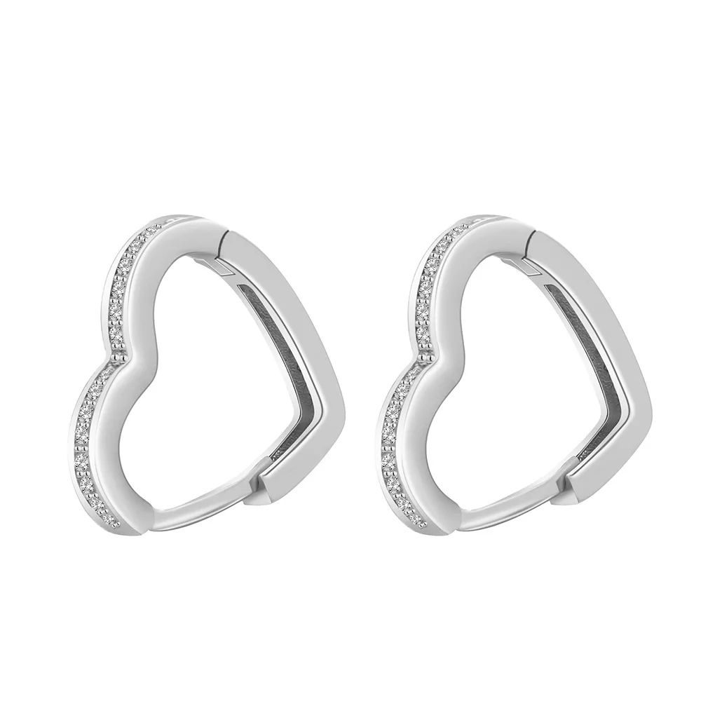 

Elegant Micro CZ Inlaid Geometric Hollow Heart Hoop Earring Charming Gold Plating Heart Shape Huggie Earring For Girls