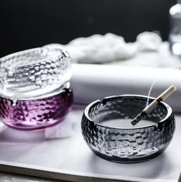 

Creative Colorful Glass Ashtray Crystal Ashtray, Clear grey red