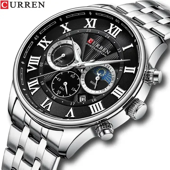 CURREN 8427 NEW Fashion Casual Quartz Watches for Men Sporty Chronograph Stainless Steel Band Wristwatches Male