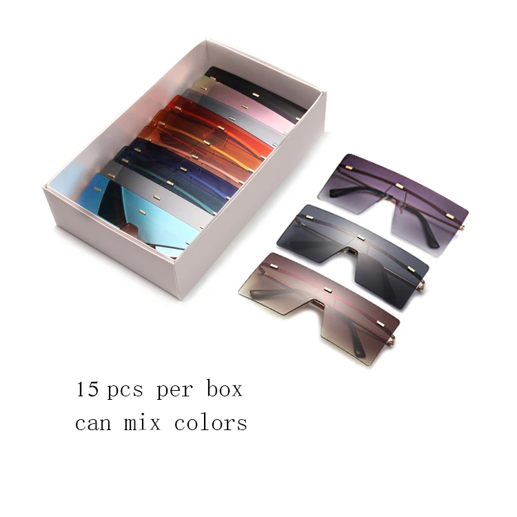 

SKYWAY Free Shipping Eyeglasses 15Pcs Per Box Mix Colors Fashion Women Sun Glasses Oversized Square Rimless Gradient Sunglasses