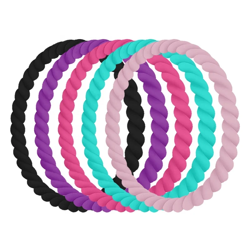 

Custom 55 mm Stackable Silicone Braided Bracelet Key ring For Girls, Customized color