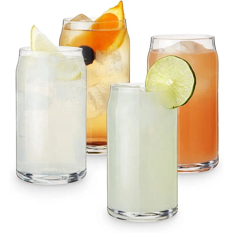

USA Warehouse Stocked 16oz 16 oz Clear Frosted Sublimation Blanks Beer Can Shaped Glass With Bamboo Lids and Glass Straws