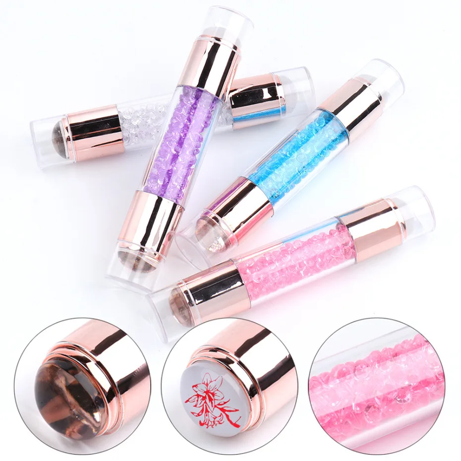 

Latest Design Double-Head Silicone Acrylic Crystal Handle Nail Foil Pen For Nail Stamper, Picture