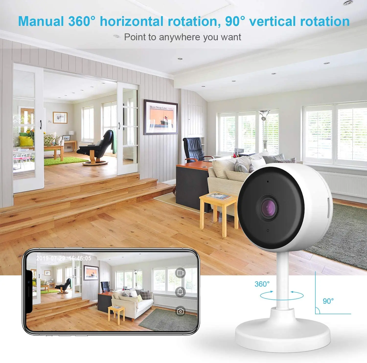 Littlelf Indoor Home Security Camera 1080p Wifi Camera With Night Vision 2 Way Audio Motion