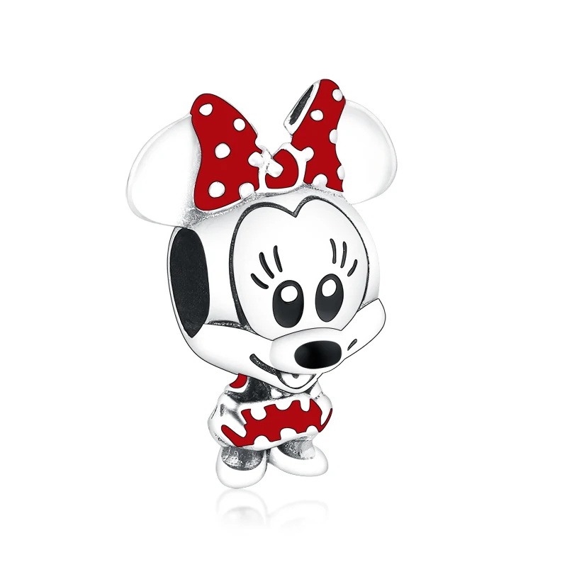 

New Arrival High Quality 925 Sterling Silver Cartoon Minnie Dotted Dress Bow Charms For Jewelry Making