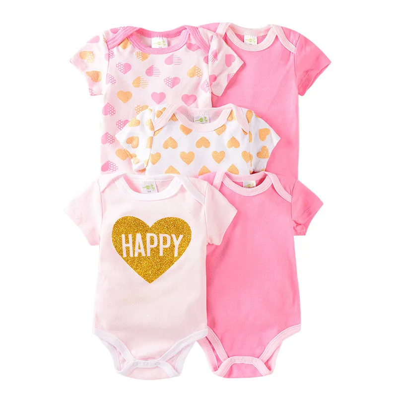 

pure cotton 5 pieces one set short sleeve different color unisex wear newborn infant baby romper