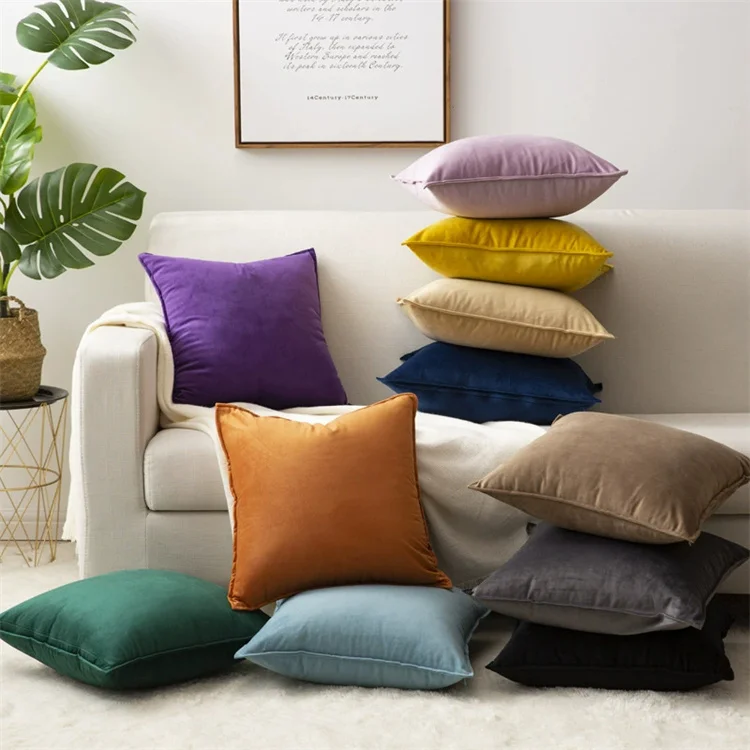 

Wholesale Promotion 45*45cm Throw Pillow Cover Soft Velvet Solid Color Pillow Case Cushion Cover For Home Decor