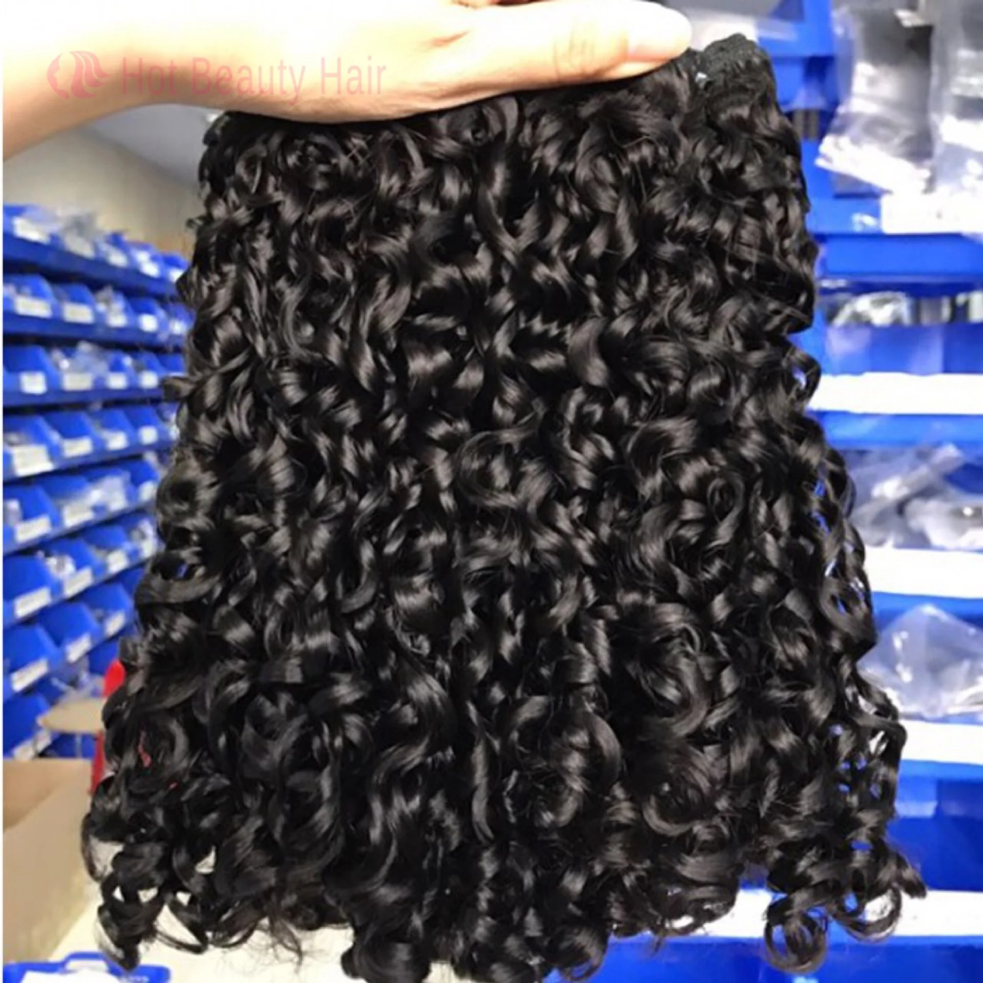 

12a Double Drawn Virgin Brazilian Hair Manufatures Bundles with Frontal Pissy Curl Hair Vendors